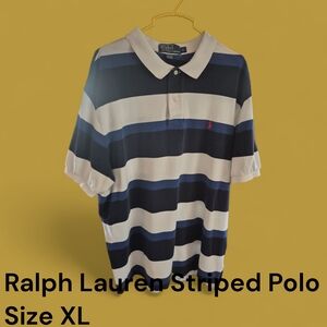 Ralph Lauren Blue and White Striped Polo Shirt